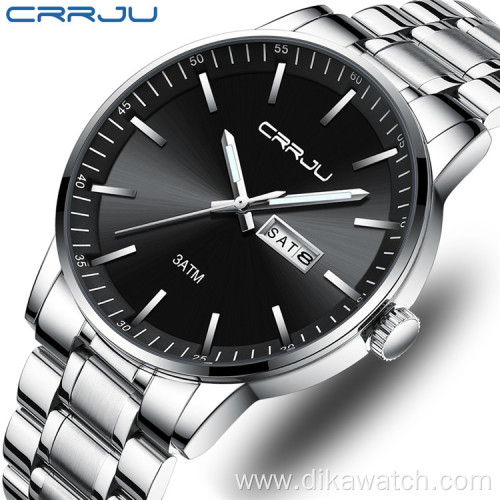 2021 CRRJU 2193 Fashion Men's Watch Top Brand Luxury Sports Waterproof Steel Calendar Male Quartz Wristwatches